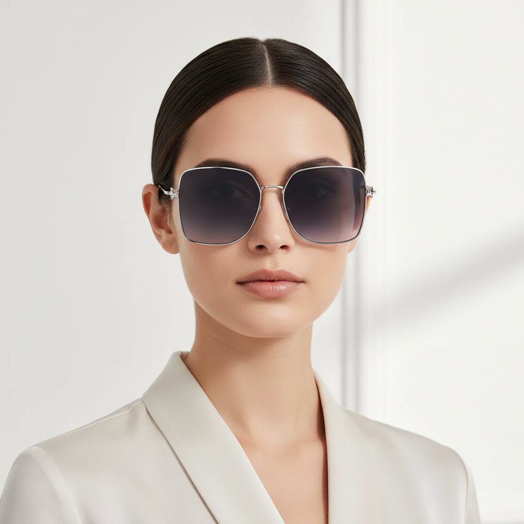 STAR | Metal Sleek Oversize Square Sunglasses ELS7514-GRY