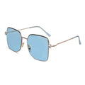 View Blue metal Square sunglasses for small oval face 100% UV impact protected branded designer