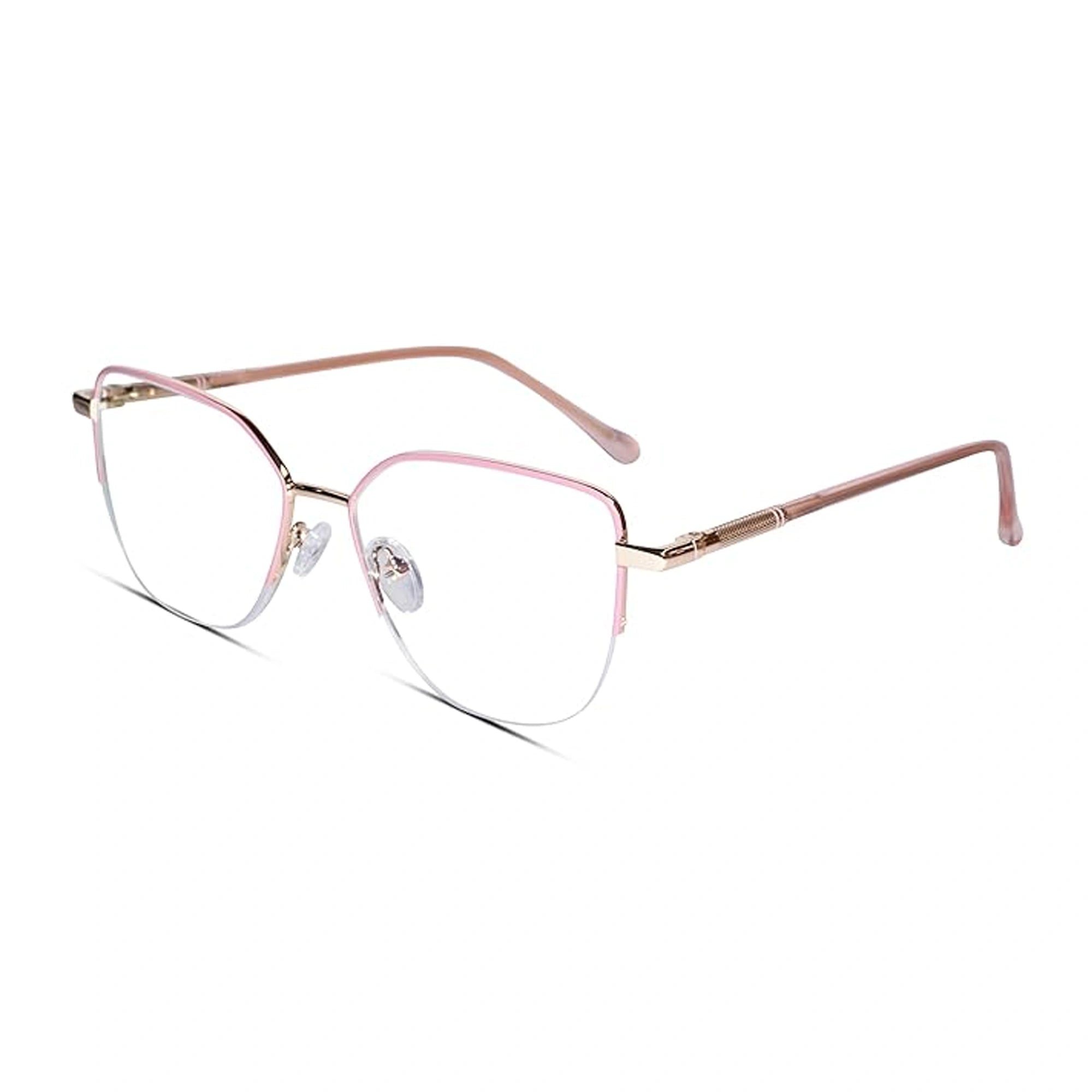 Pink Semi Frame Cateye Computer Glasses LKS26067-PNK
