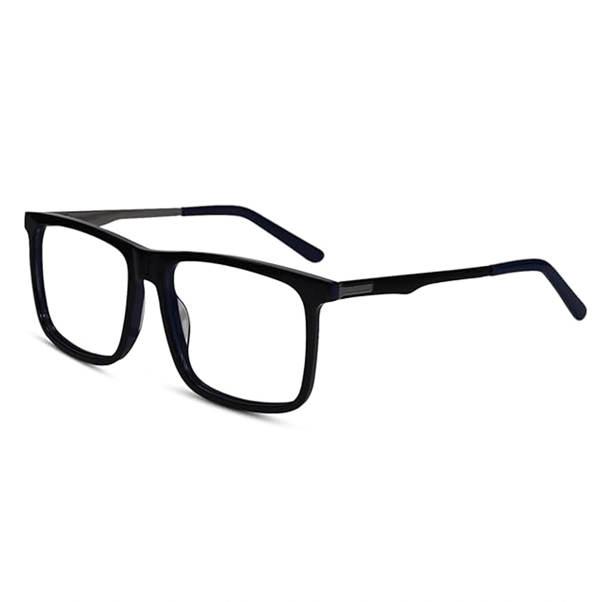 Shiny Black Acetate Rectangular Blue Cut Computer Glasses For Men & Women LKE921016-BLK