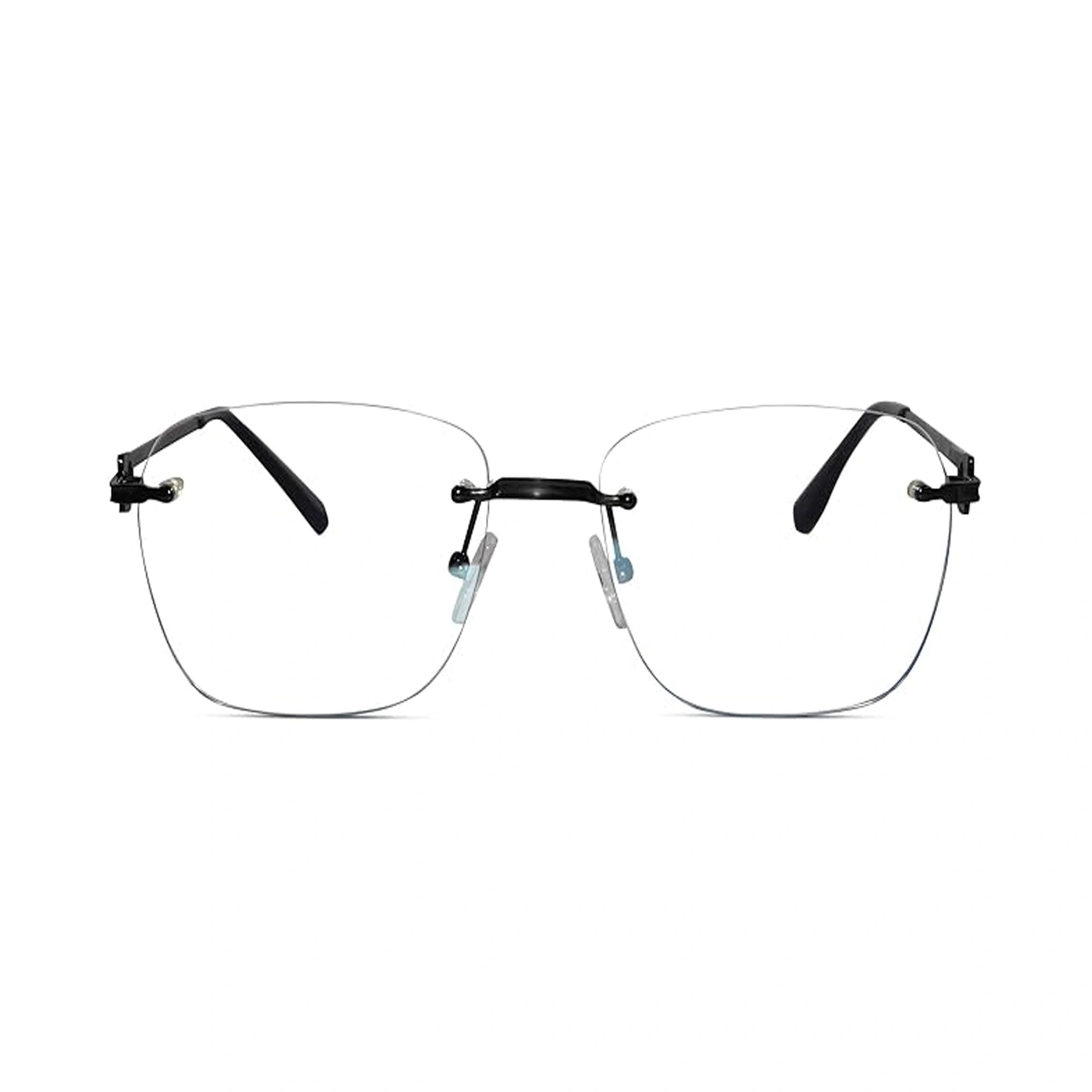 Shiny Black Frameless Rectangular Computer Glasses For Men & Women LKE23021-BLK