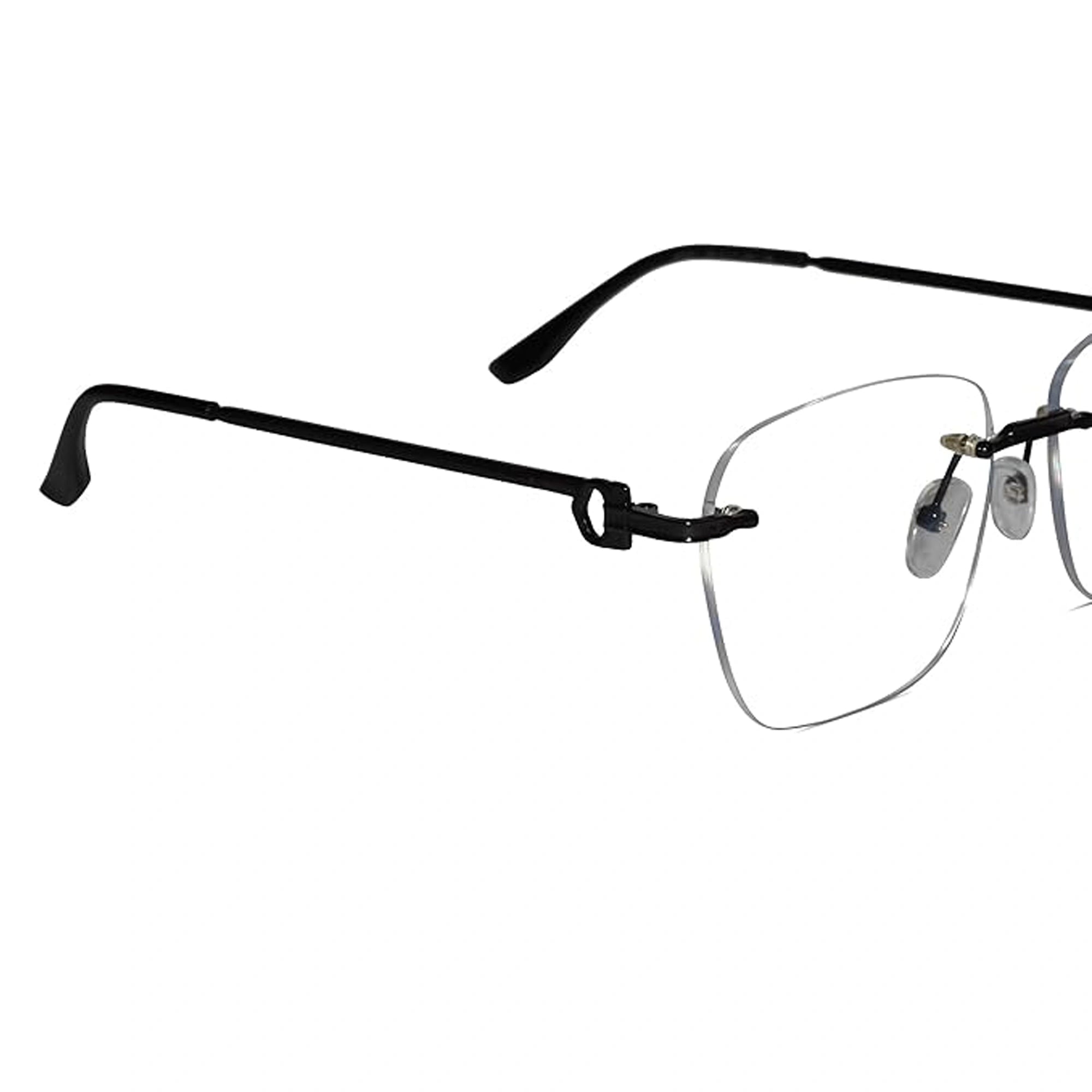 Shiny Black Frameless Rectangular Computer Glasses For Men & Women LKE23021-BLK