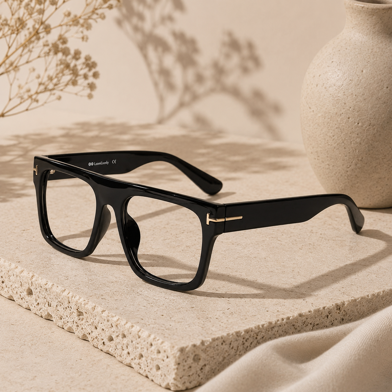 Shiny Black Photochromic Computer Glasses For Men & Women LKE0001-BLK