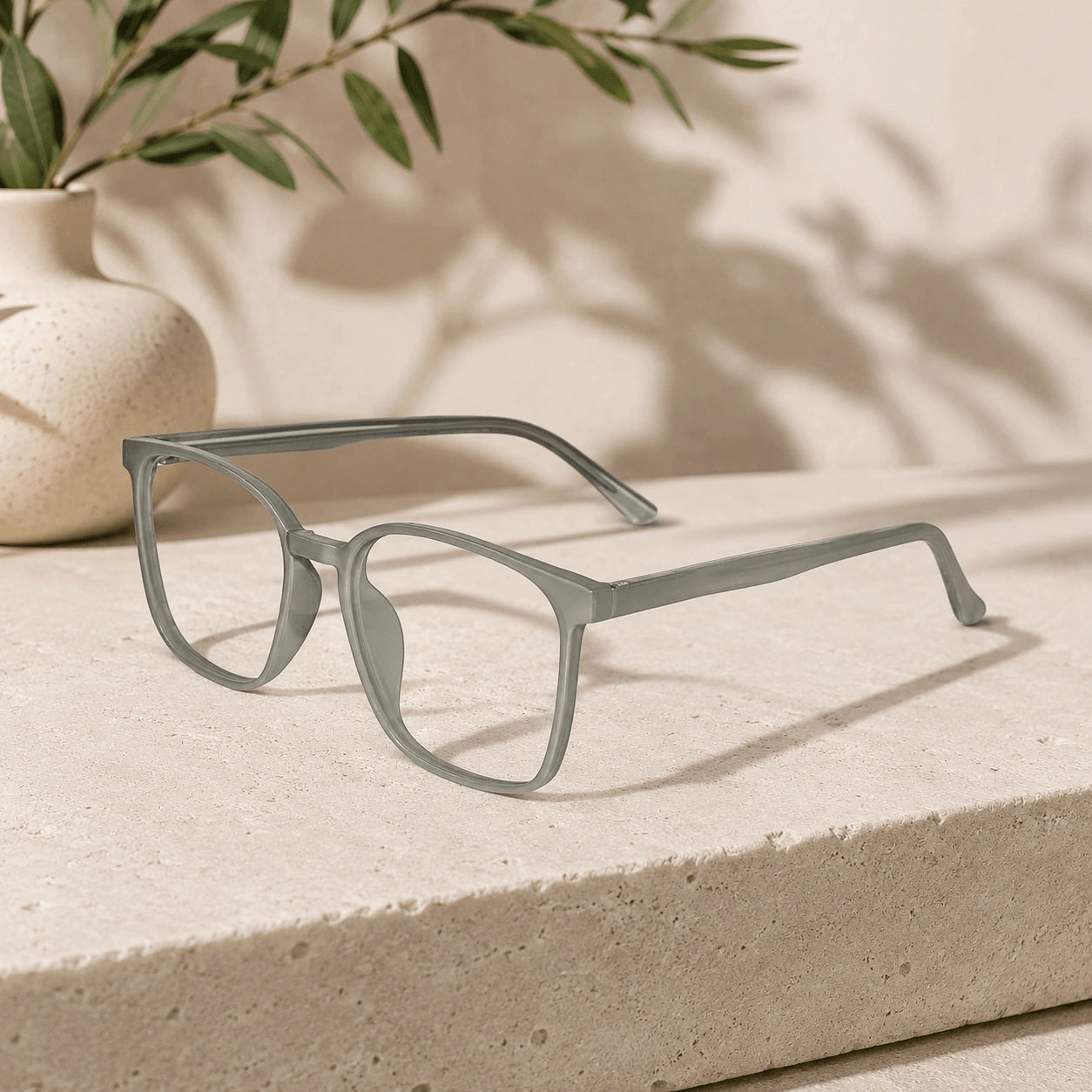 Shiny Grey Square Computer Glasses For Men & Women LKE28006-Grey