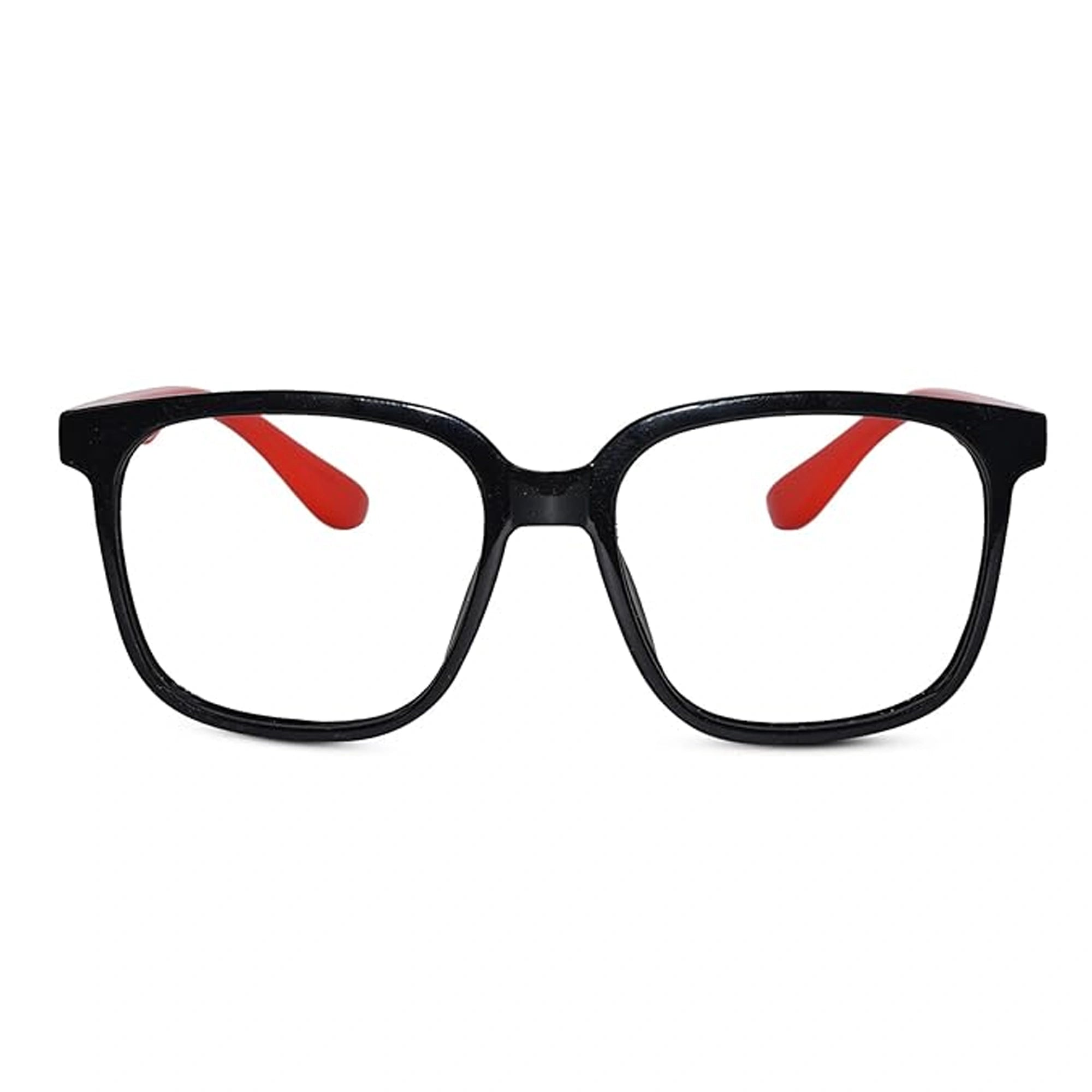 Silicon Red-Black Square Oversize Eyeglasses For 6-10 Yrs LKE1034-BLK