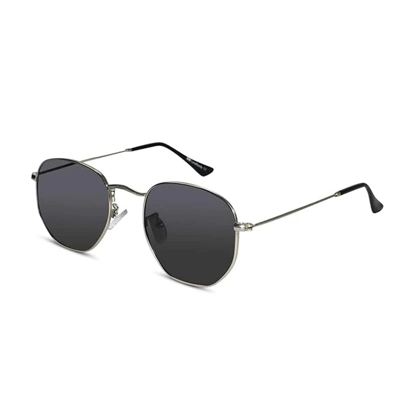 Sleek Silver hexagonal Sunglasses For Men & Women