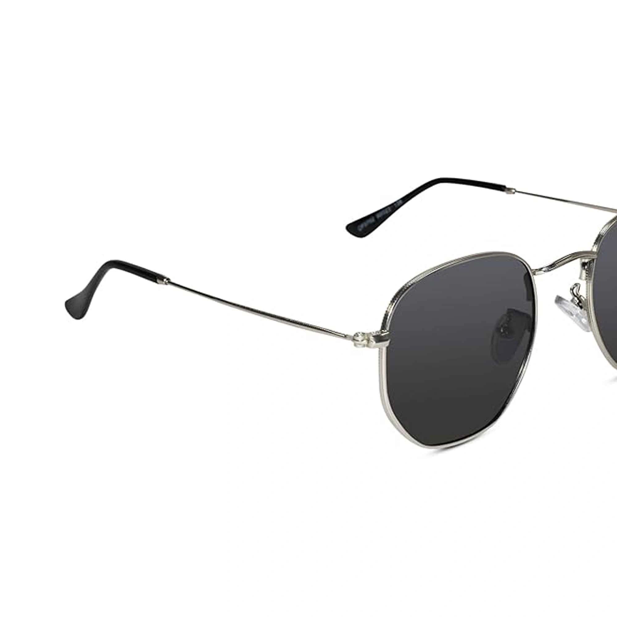 Sleek Silver hexagonal Sunglasses For Men & Women LKS3702-SILVER