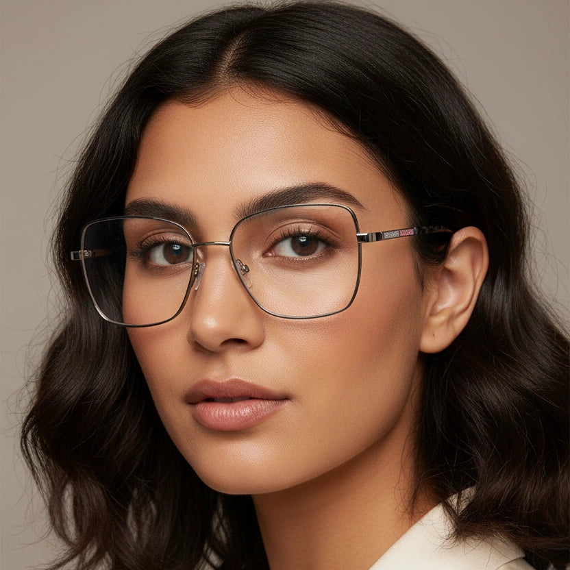 Silver Oversize Eyeglasses & Computer Glaases For Women ELE7025-Silver