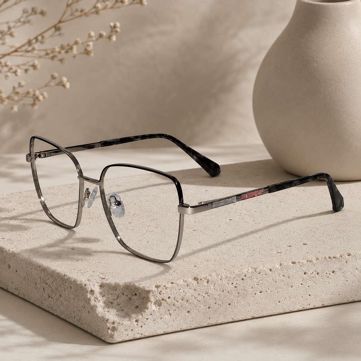 Silver Oversize Eyeglasses & Computer Glaases For Women ELE7025-Silver