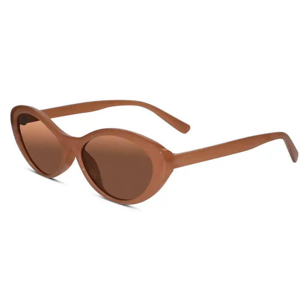 Try trendy light brown sunglasses for round face UV-protected stylish ladies eyewear LensKandy