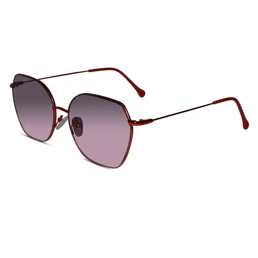 Sleek Matt Pink Hexagonal Sunglasses For Women