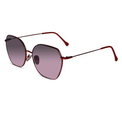 Sleek Red Hexagonal Sunglasses For Women