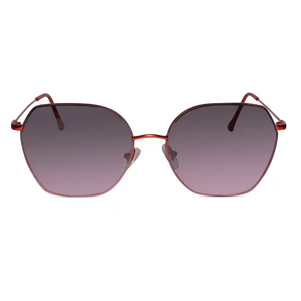 Sleek Matt Pink Hexagonal Sunglasses For Women
