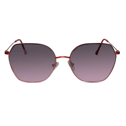 Sleek Matt Pink Hexagonal Sunglasses For Women
