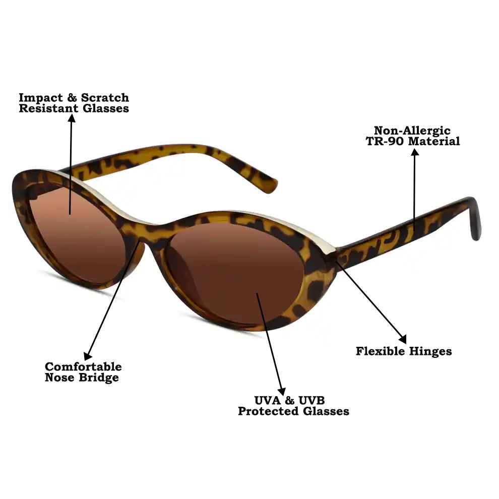 Sleek | Animal Print  Cateye Sunglasses for Women LKS5514-DA-BRN