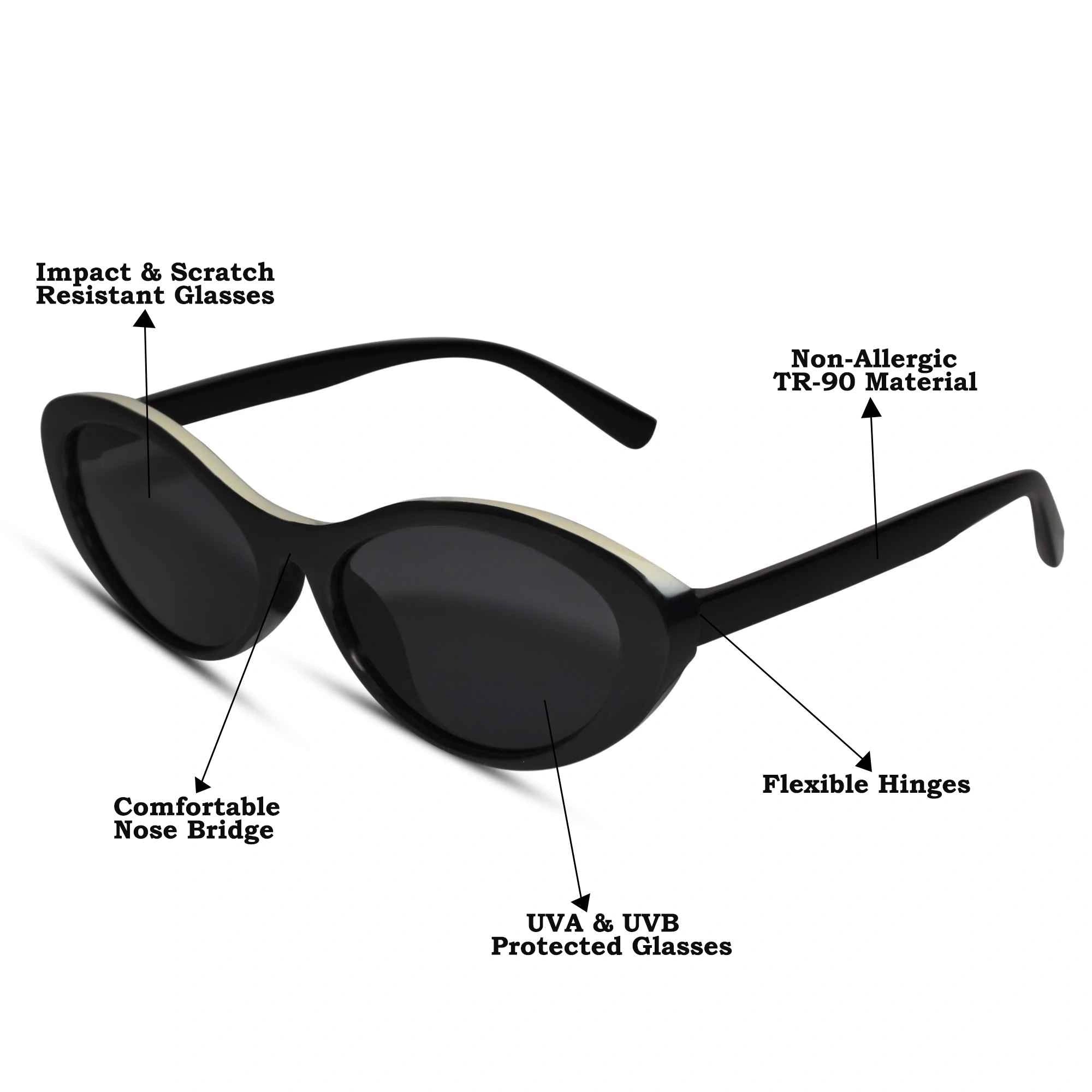 Sleek | Black Cateye  Sunglasses for Women  LKS5514-BLK