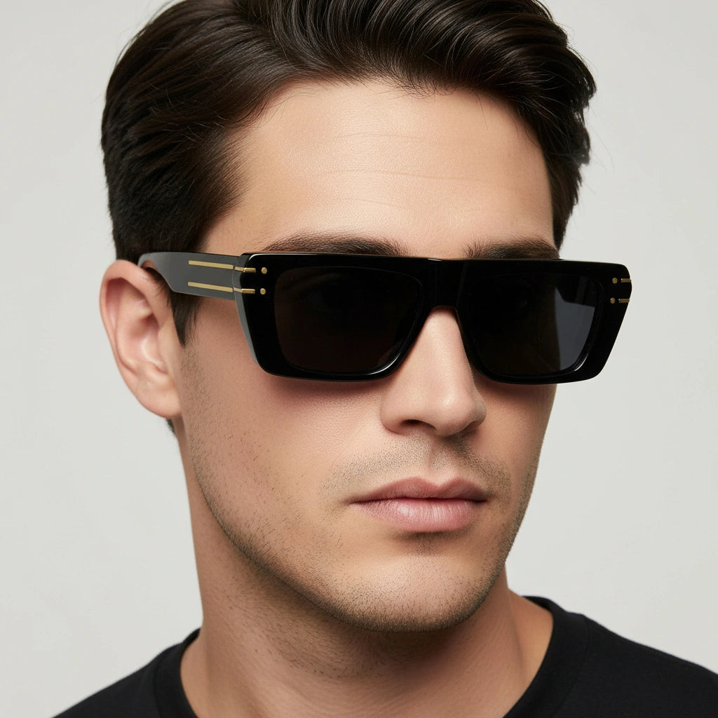 Sleek Black Rectangular Sunglasses For Men ELS D.29-BLK