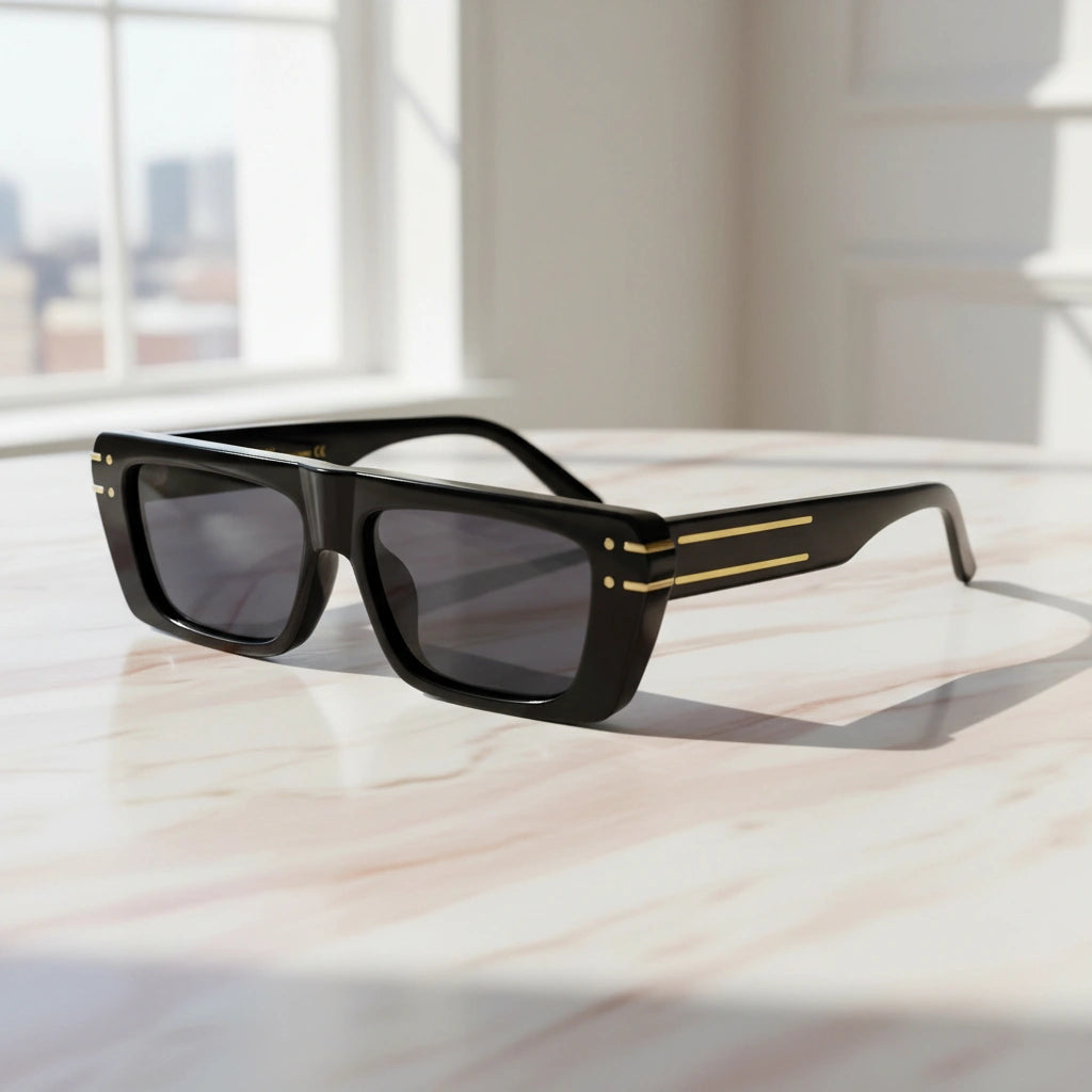 Sleek Black Rectangular Sunglasses For Men ELS D.29-BLK