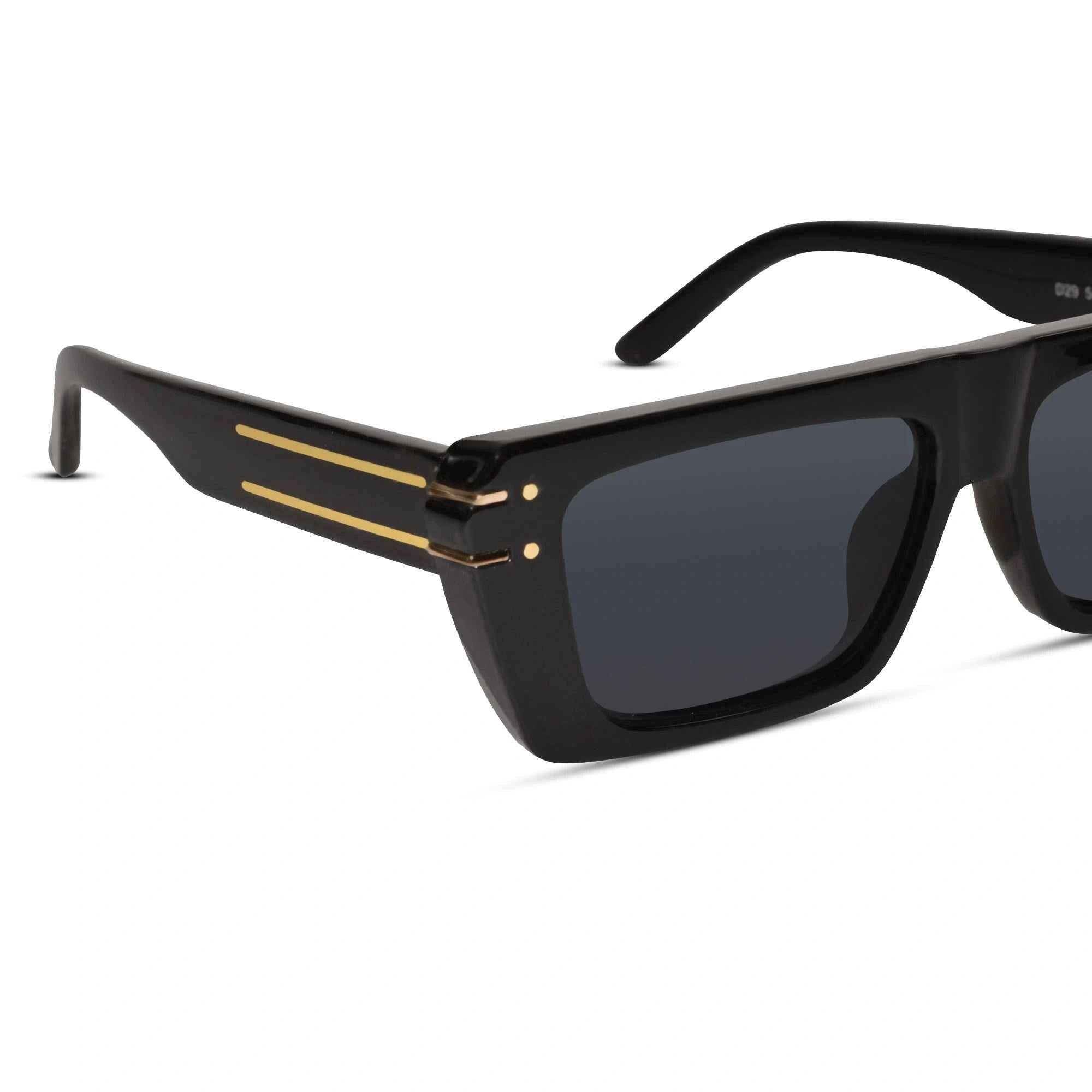 Sleek Black Rectangular Sunglasses For Men ELS D.29-BLK