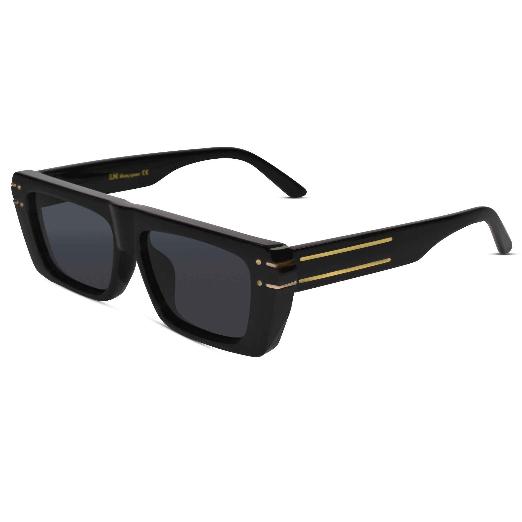 Sleek Black Rectangular Sunglasses For Men ELS D.29-BLK