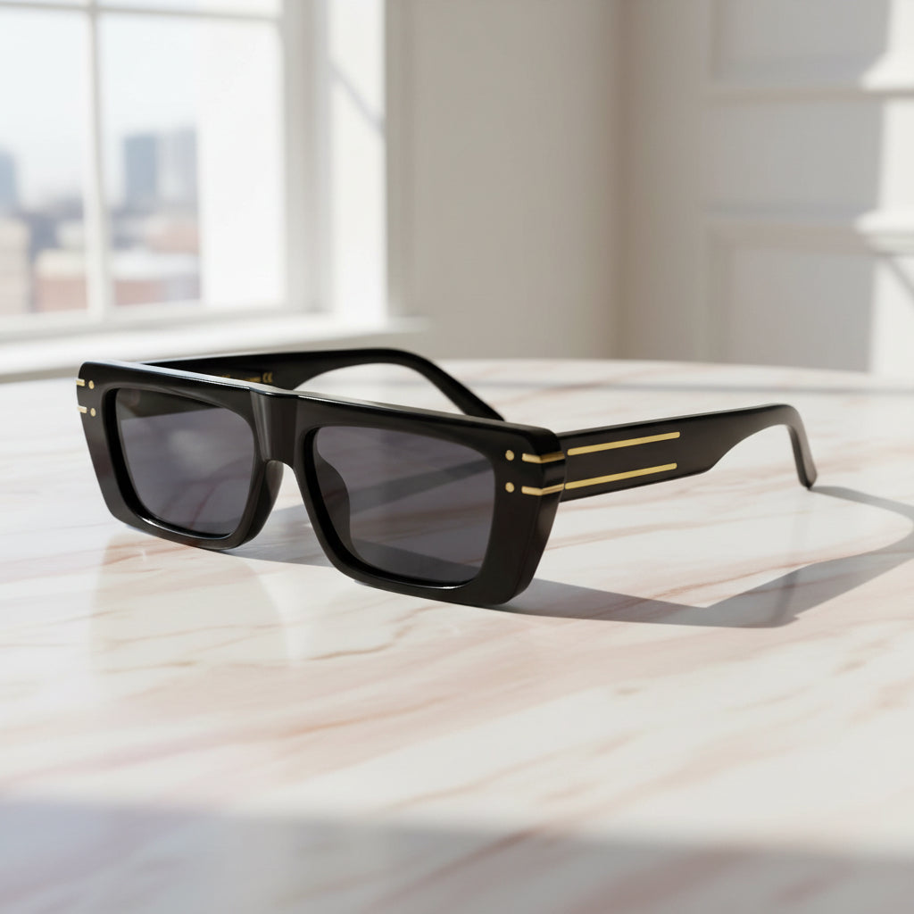 Sleek Black Rectangular Sunglasses For Men ELS D.29-BLK