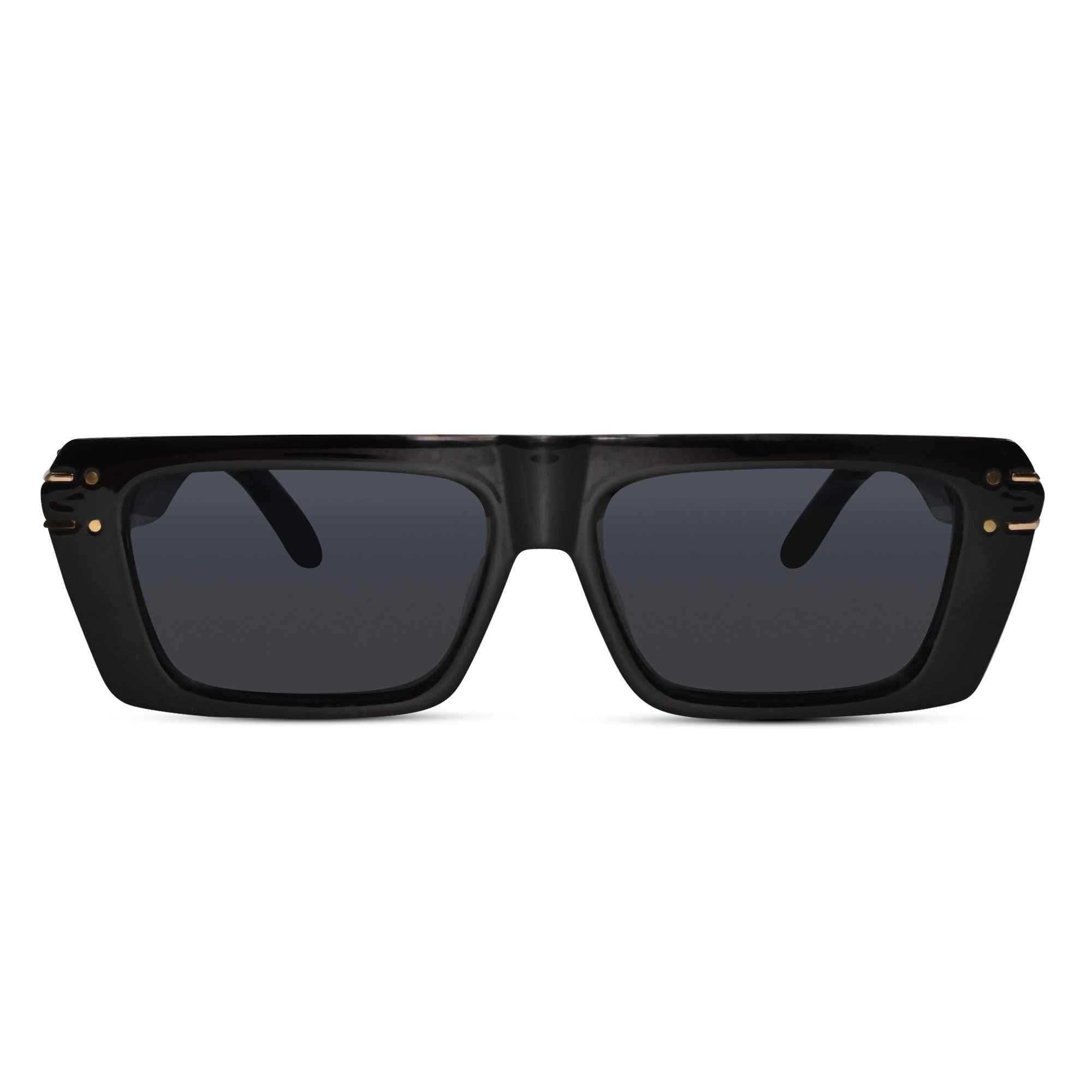 Sleek Black Rectangular Sunglasses