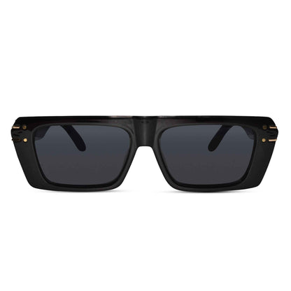 Sleek Black Rectangular Sunglasses