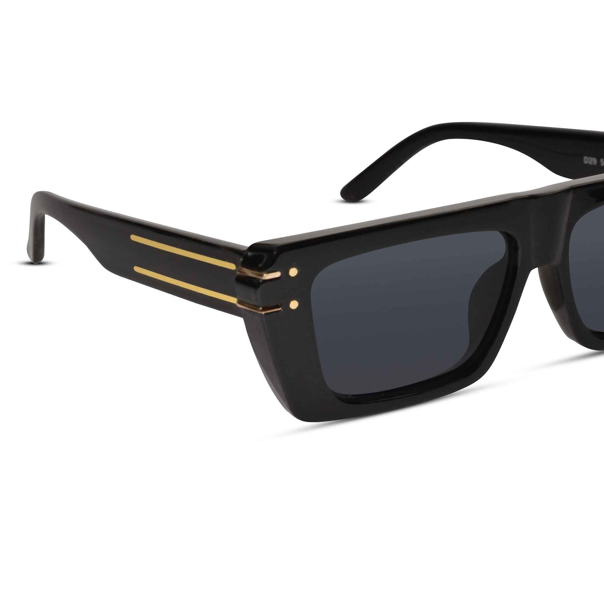 Sleek Black Rectangular Sunglasses