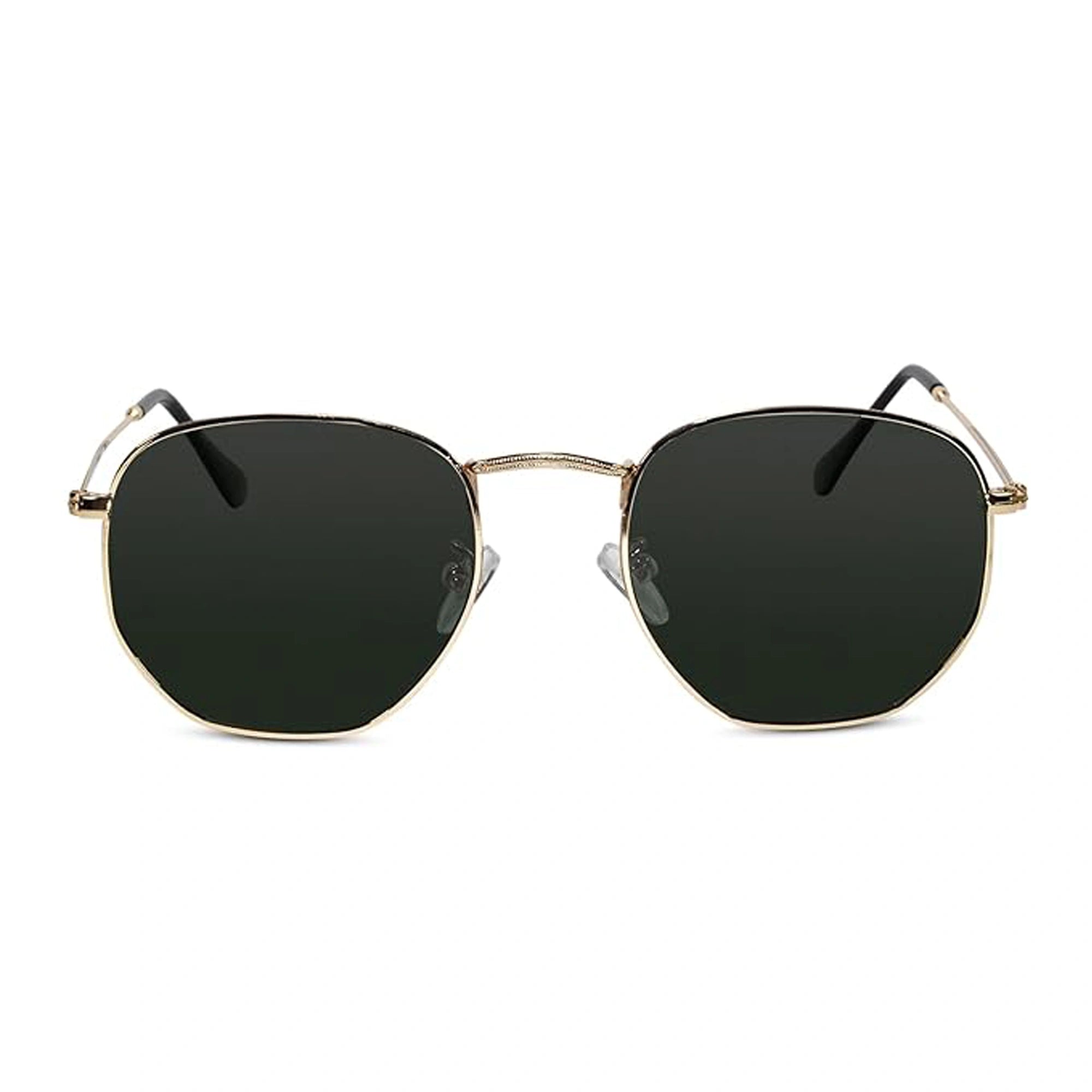 Sleek Golden hexagonal Sunglasses For Men & Women LKS3702-Golden