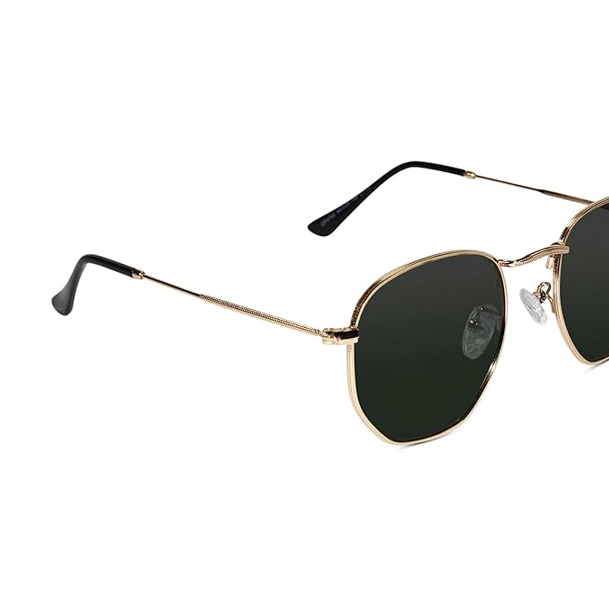Sleek Golden hexagonal Sunglasses For Men & Women LKS3702-Golden