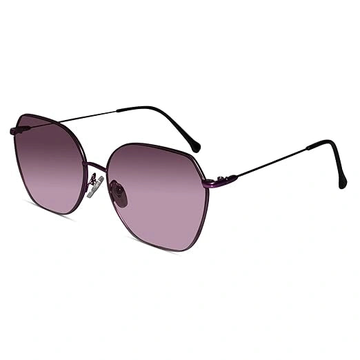 Trendy Sleek Matt Pink Hexagonal Sunglassese UV-protected fashionable ladies eyewear LensKandy