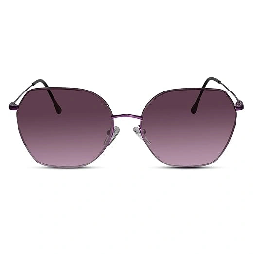 Sleek Purple Matt Hexagonal Sunglasses For Women LKS2279-purple