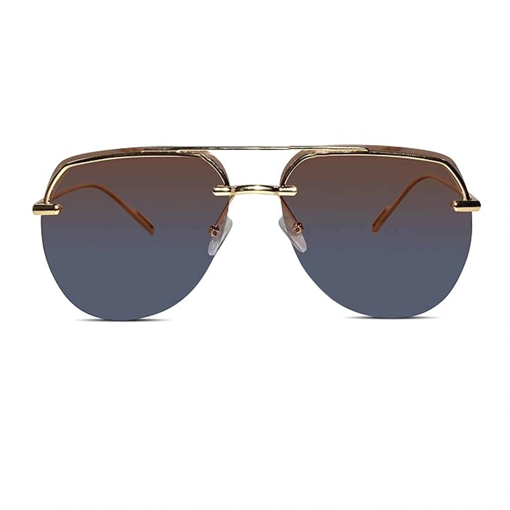Sleek Rimless Aviator Sunglasses For Men LKS7248-BLU