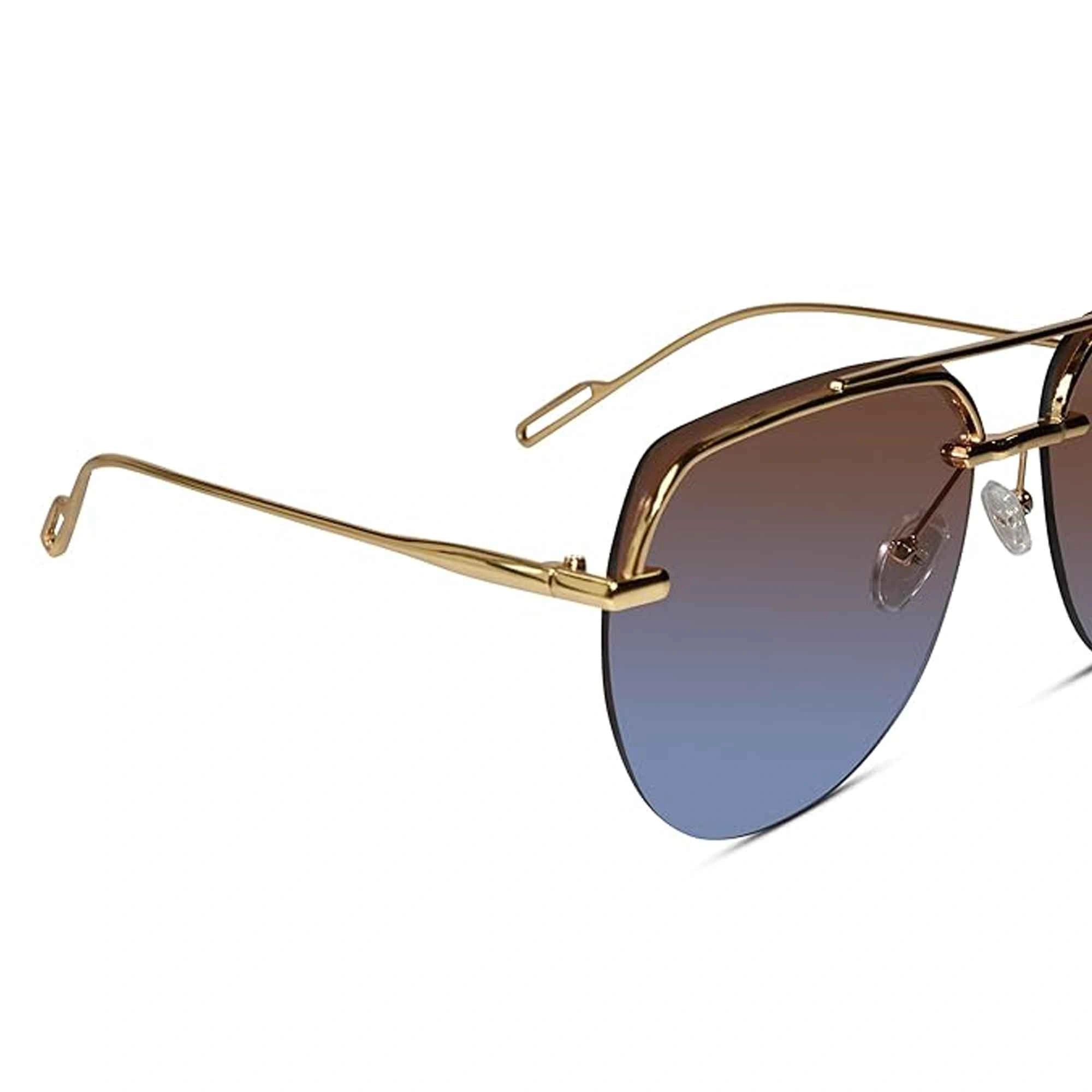 Sleek Rimless Aviator Sunglasses For Men LKS7248-BLU