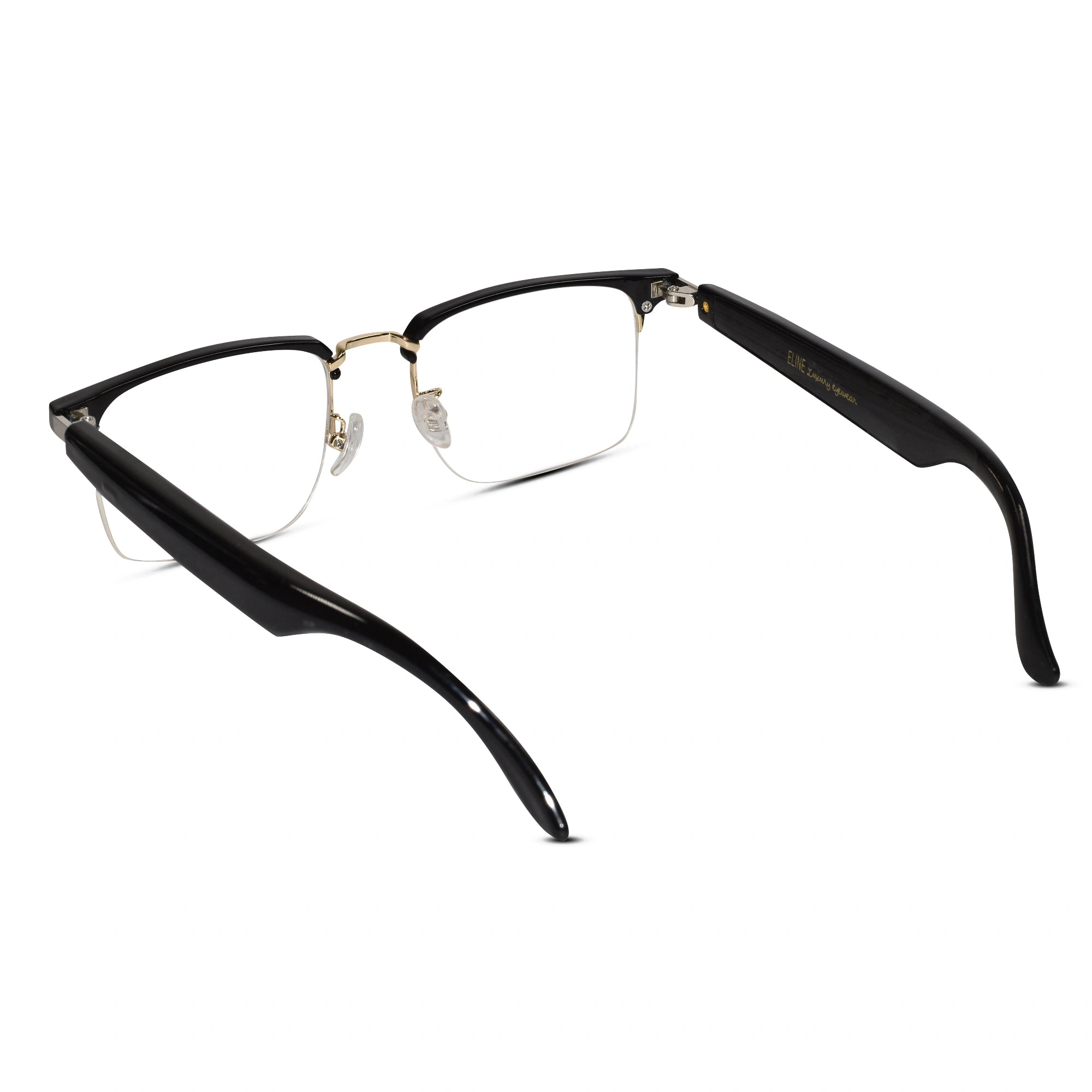 Smart Bluetooth Half Frame Black Eyeglasses For Men & Women ELE333-13-BLK