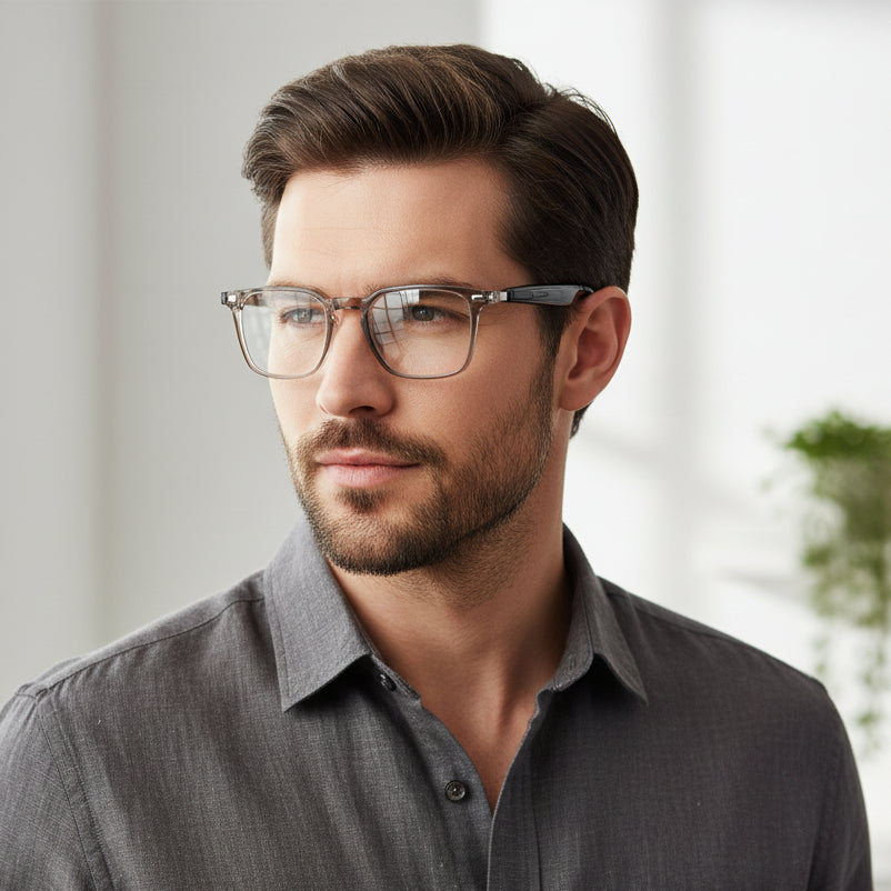 Smart Square Eyeglasses for men. Find designer eyeglasses online with stylish frames. Great to use for a professional look."
