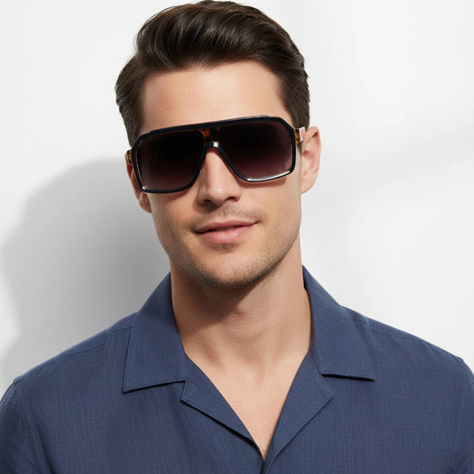 Streetsun| Designer Rectangular Dual-Tone Sunglasses For Men LKS28015-BLU