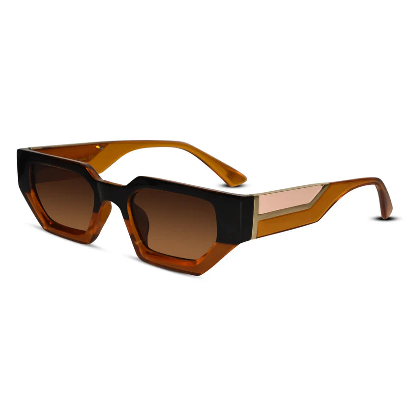 Views this Retro brown Bold Rectangular Cat Eye Sunglasses with UVA & UVB protectiion lenses for ladies at LensKandy