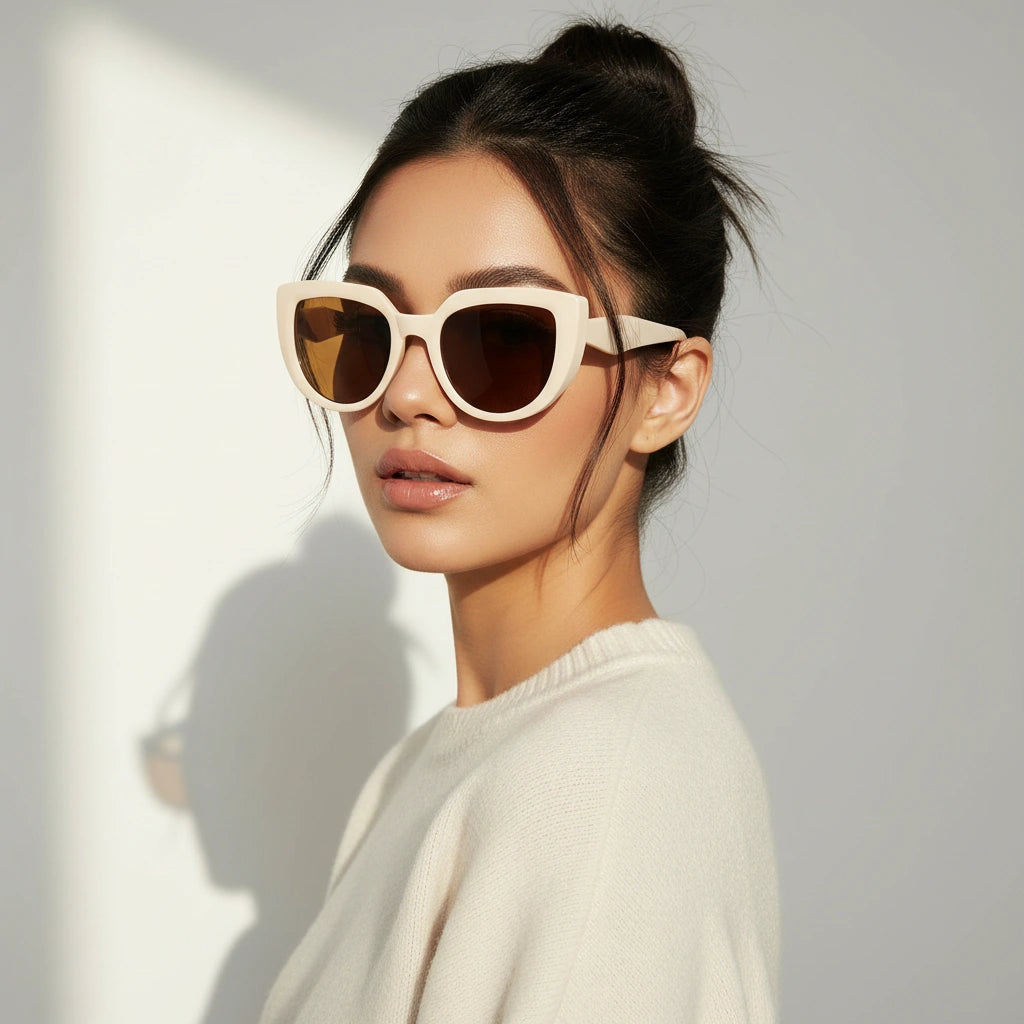 Stylish Cat Eye White Sunglasses For Women LKS22014-WHT