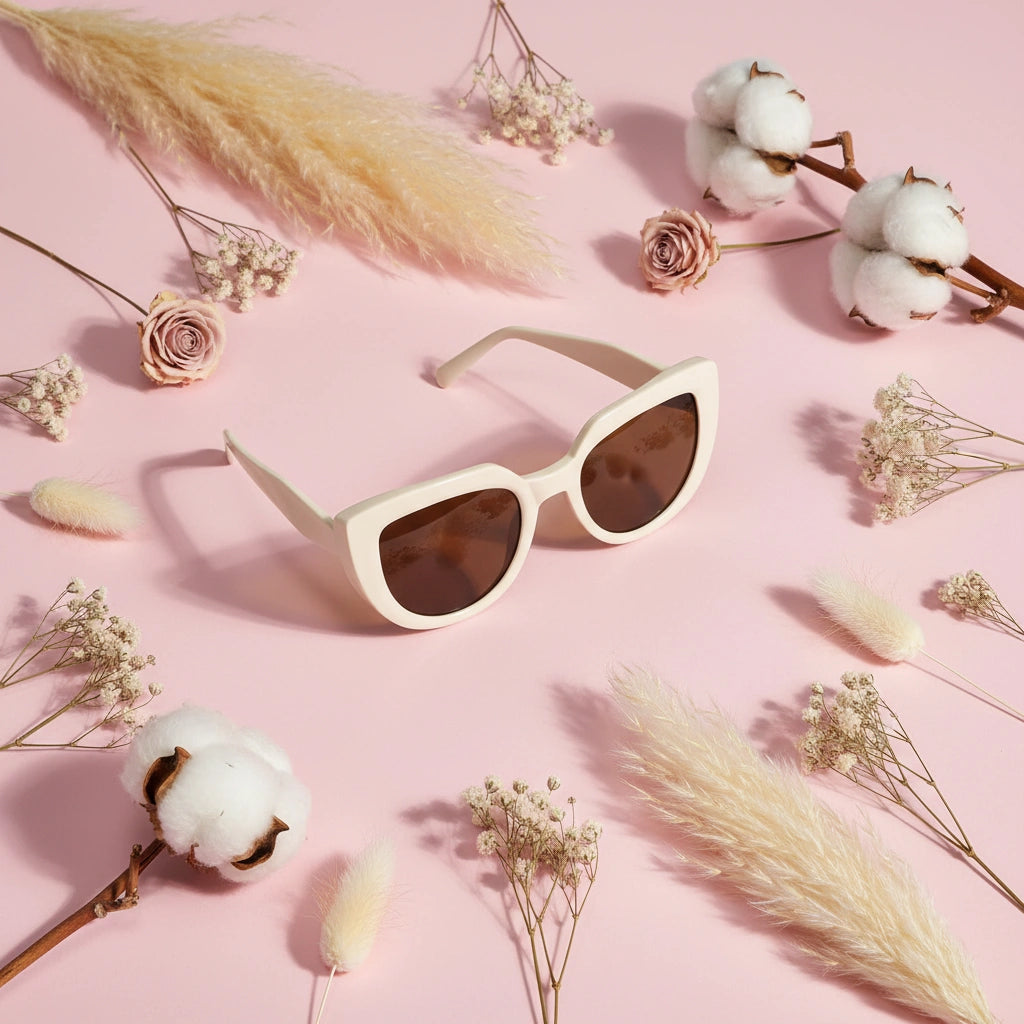 Stylish Cat Eye White Sunglasses For Women LKS22014-WHT