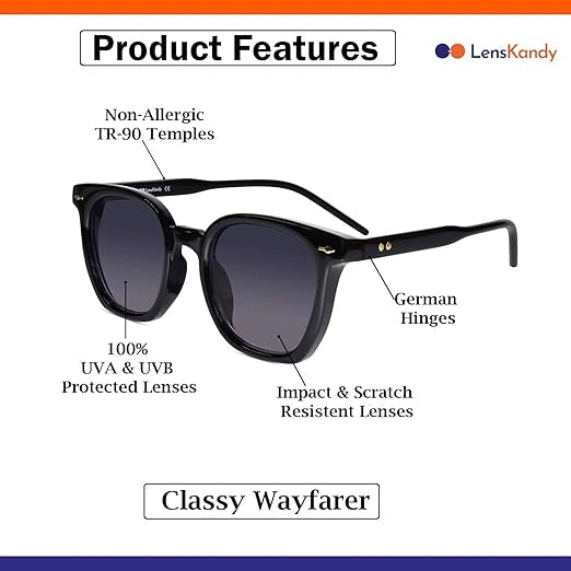 Black   Wayfarer Sunglasses For Men & Women LKS6016-BLK