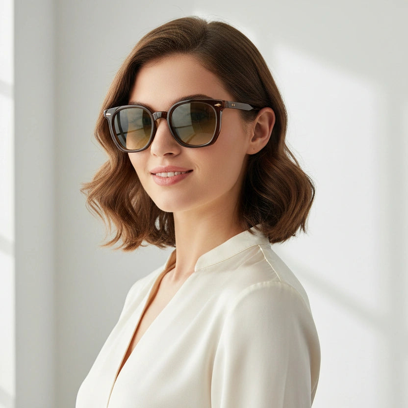 Transparent Brown Wayfarer Sunglasses For Men & Women LKS6016-BRN