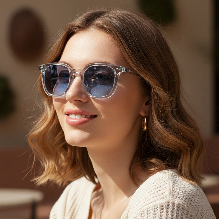 Transparent Grey Wayfarer Sunglasses For Men & Women LKS6016-Grey