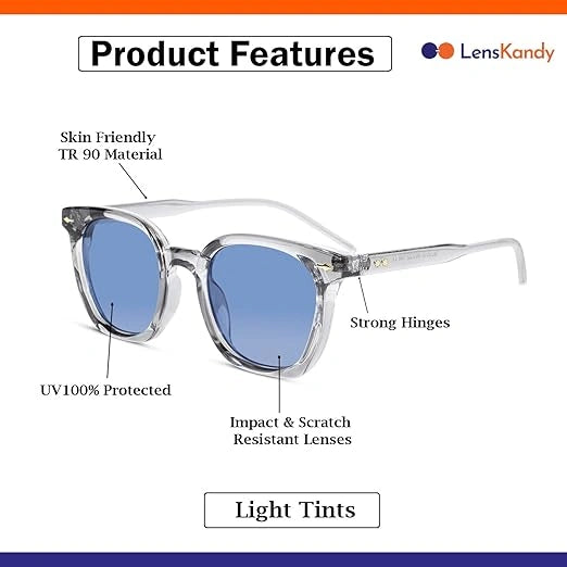Transparent Grey Wayfarer Sunglasses For Men & Women LKS6016-Grey