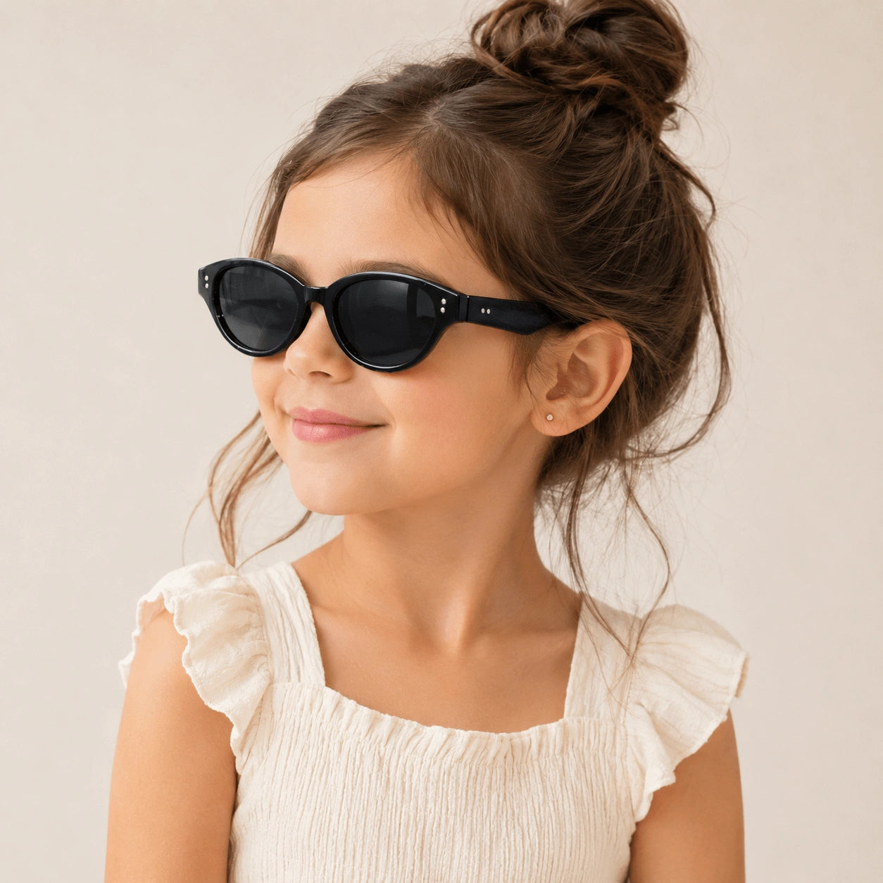 Stylish Dark Lens For Kids Black Cateye Sunglasses For Girls & Boy LKKS-2025-4-BLK