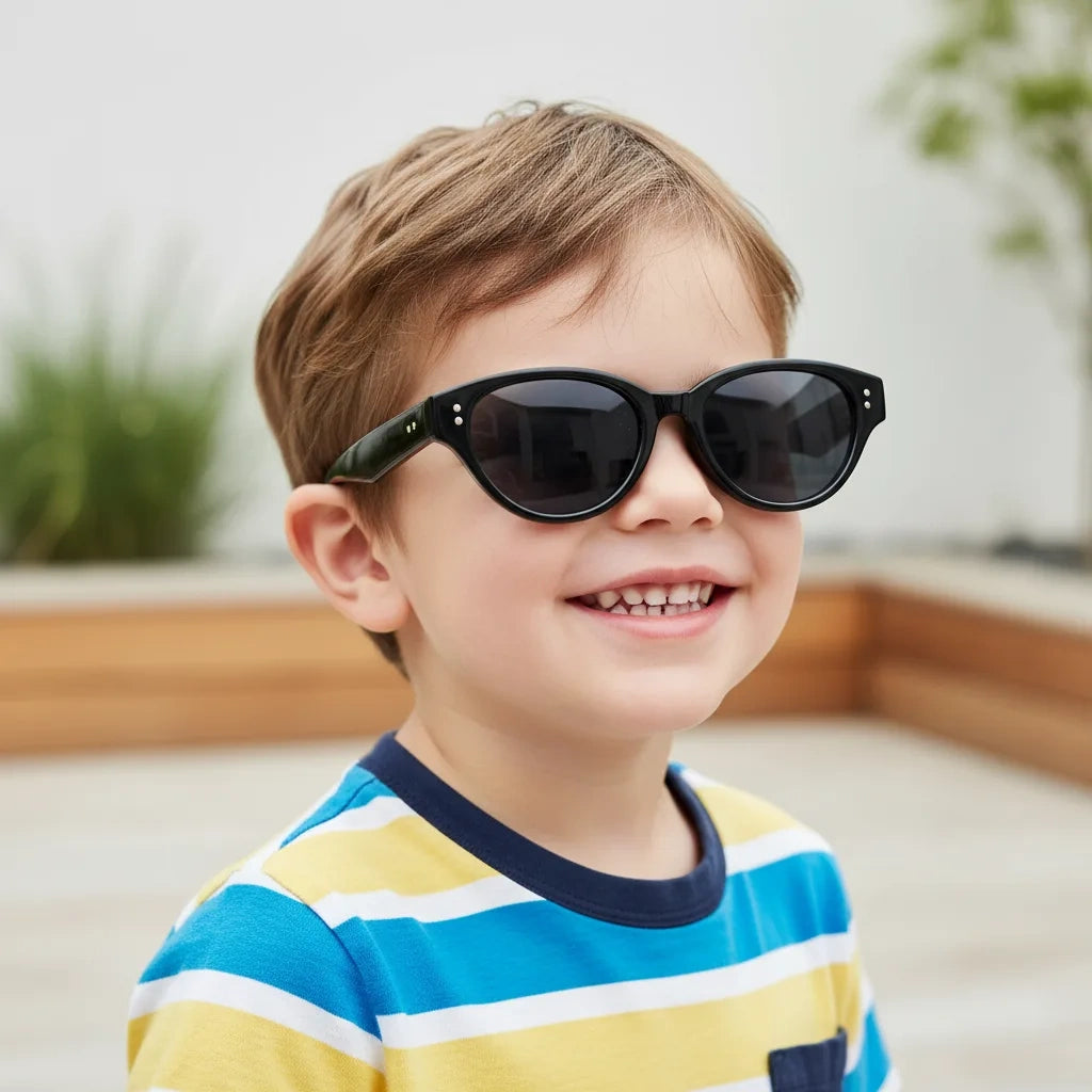 Stylish Dark Lens For Kids Black Cateye Sunglasses For Girls & Boy LKKS-2025-4-BLK