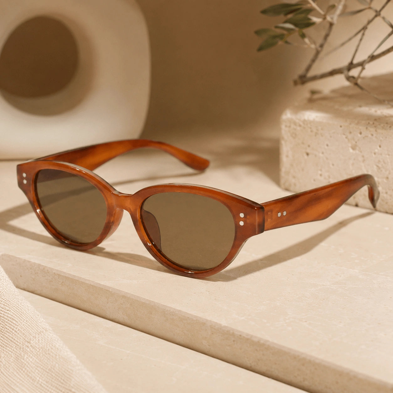 Stylish Dark Lens For Kids Brown Cateye Sunglasses For Girls & Boy LKKS2025-4-BRN