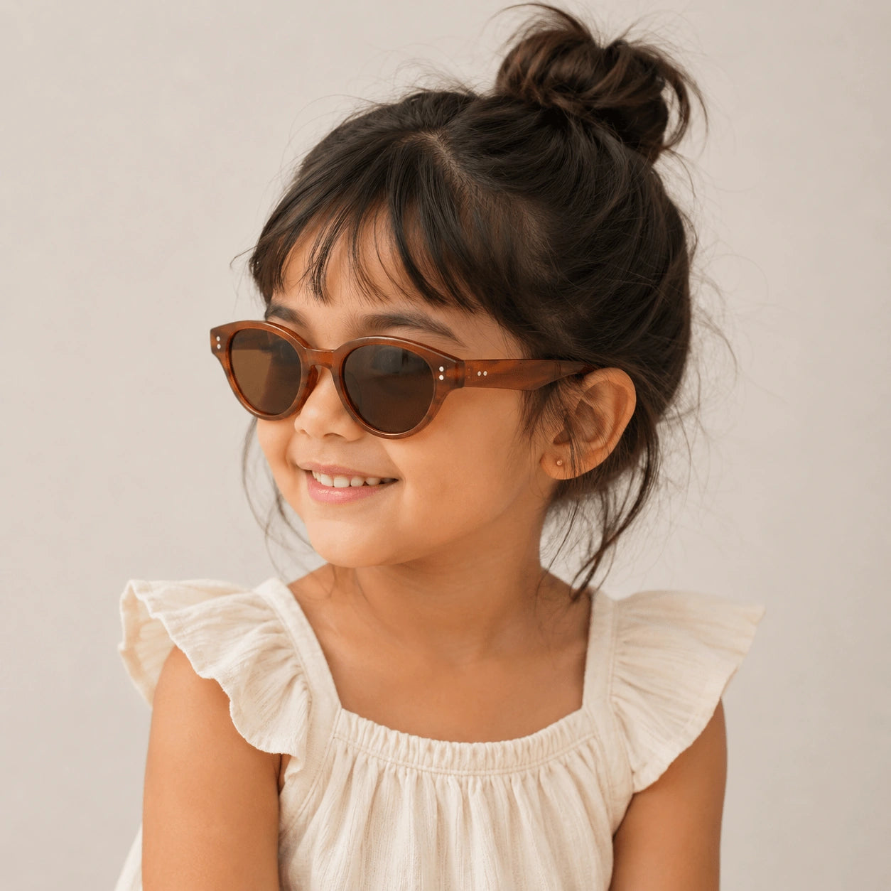 Stylish Dark Lens For Kids Brown Cateye Sunglasses For Girls & Boy LKKS2025-4-BRN