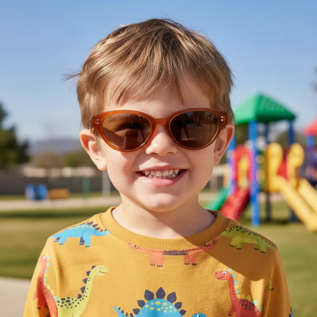 Stylish Dark Lens For Kids Brown Cateye Sunglasses For Girls & Boy LKKS2025-4-BRN