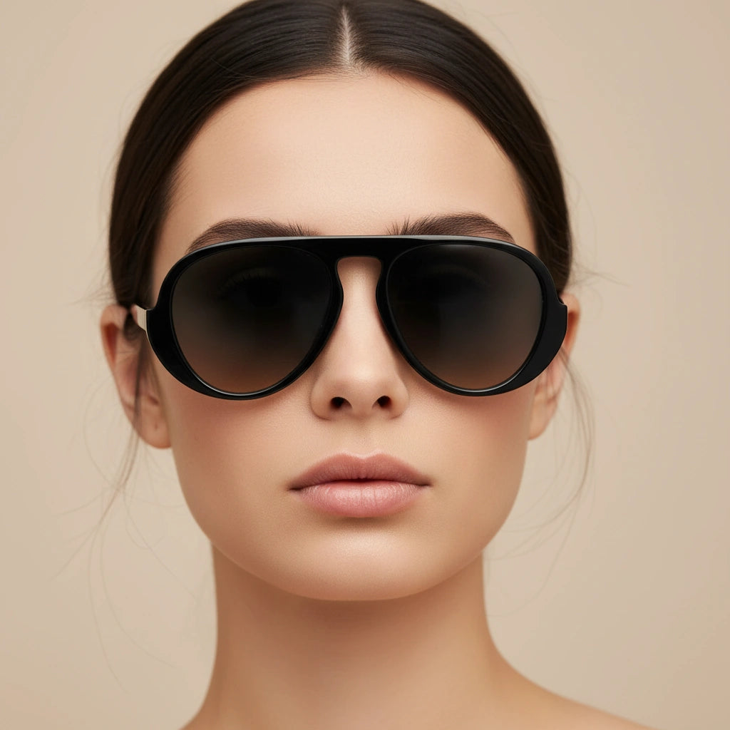Stylish Pilot Shape Black Sunglasses Women and men LKSM488-BLK